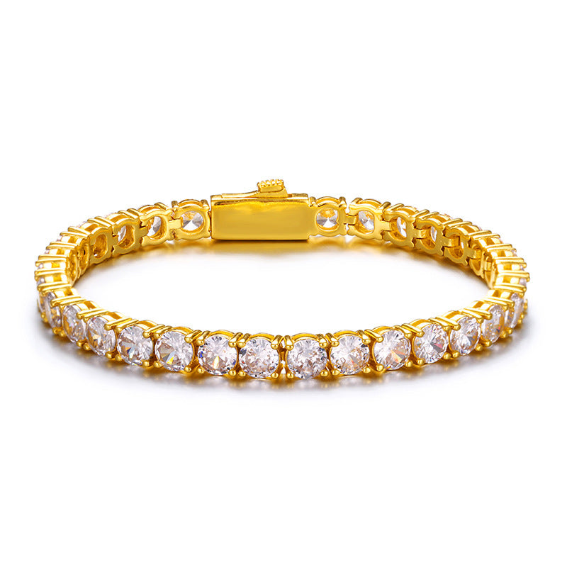 Hip Hop 3mm4mm5mm Zircon Tennis Chain Spring Fastener Bracelet