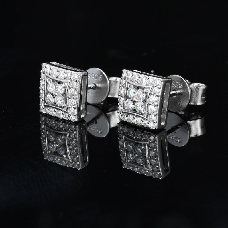 Moissanite Ear Studs Square Ear Studs