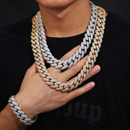 Hip Hop High Quality Long Buckle 4 Rows Zircon 20mm Chain