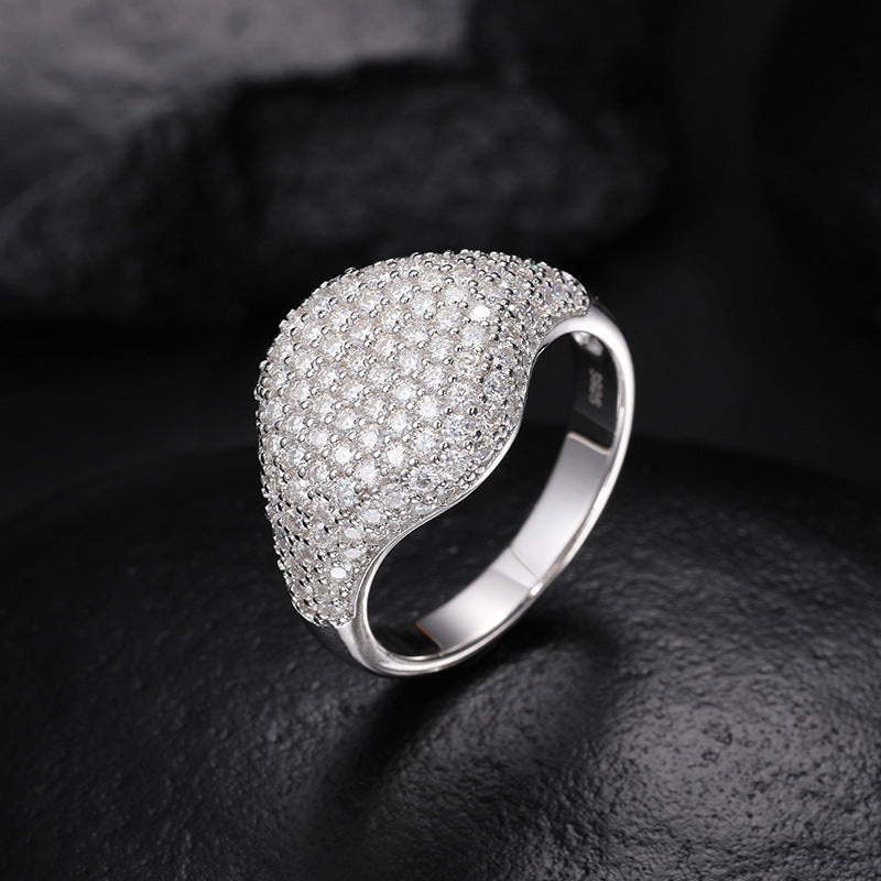 S925 Sterling Silver Moissanite Ring Luxury Starry Ring Hip Hop Trend Ring Accessories