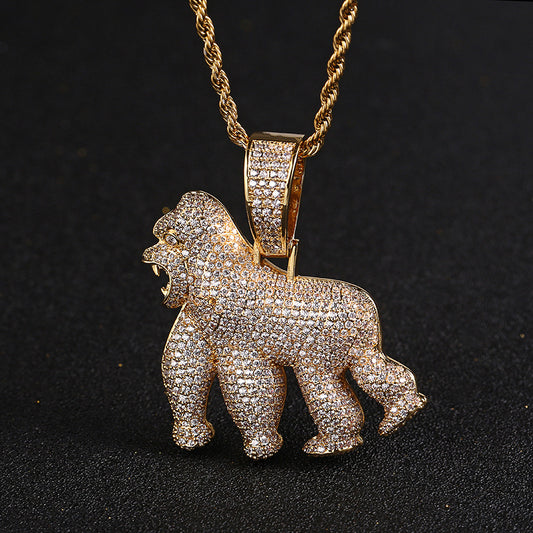 Diamond Roaring Gorilla Zircon Pendant