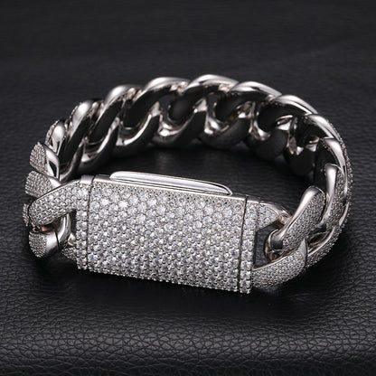 Hip Hop High Quality Long Buckle 4 Rows Zircon 20mm Chain