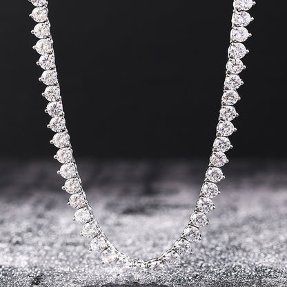 Zircon Necklace Hip Hop Men's Single Row Diamond