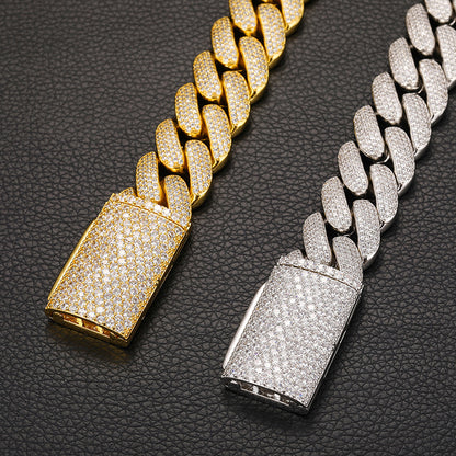 Hip Hop High Quality Long Buckle 4 Rows Zircon 20mm Chain