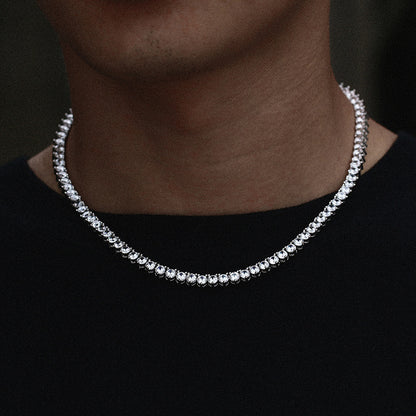 Zircon Necklace Hip Hop Men's Single Row Diamond