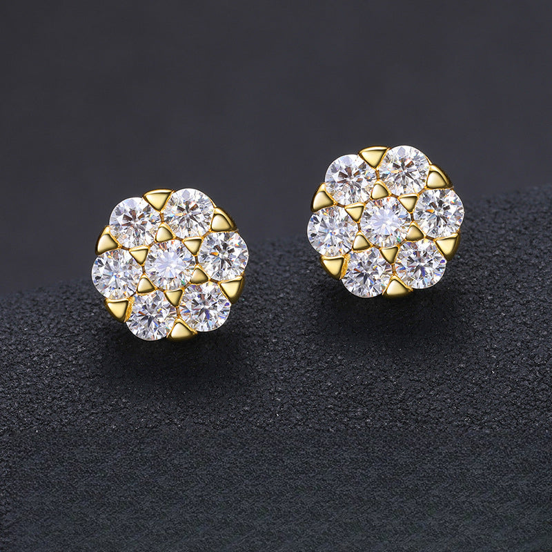 S925 Sterling Silver Earrings D Color 3.0mm Moissanite Stud Earrings Plum Stud Earrings