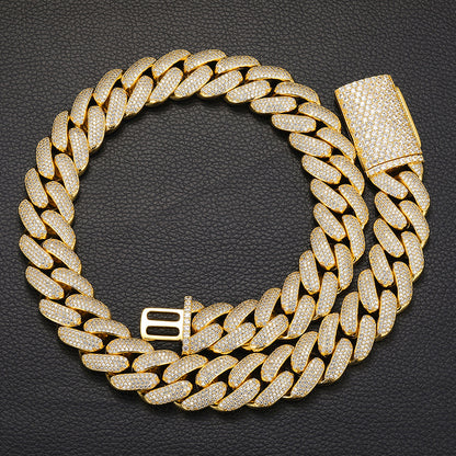 Hip Hop High Quality Long Buckle 4 Rows Zircon 20mm Chain