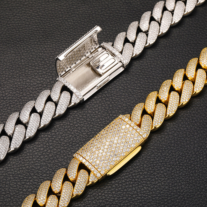 Hip Hop High Quality Long Buckle 4 Rows Zircon 20mm Chain