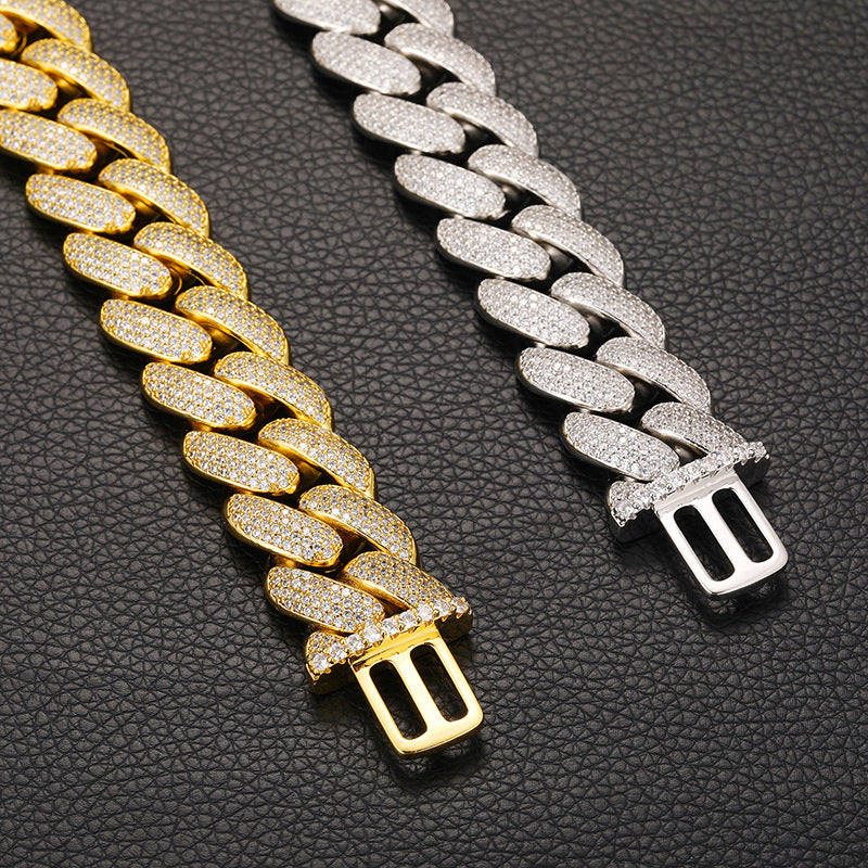 Hip Hop High Quality Long Buckle 4 Rows Zircon 20mm Chain