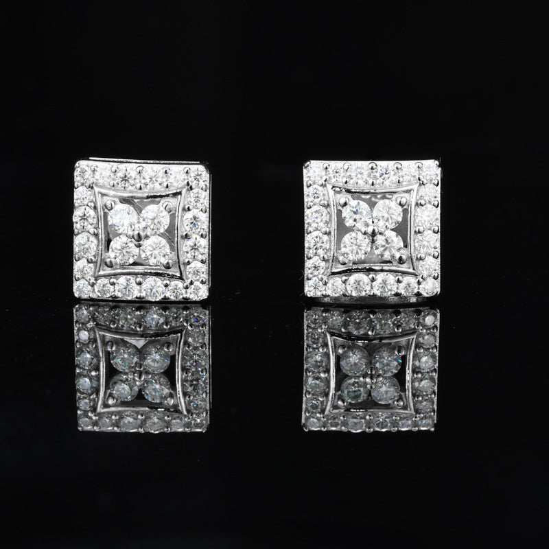 Moissanite Ear Studs Square Ear Studs