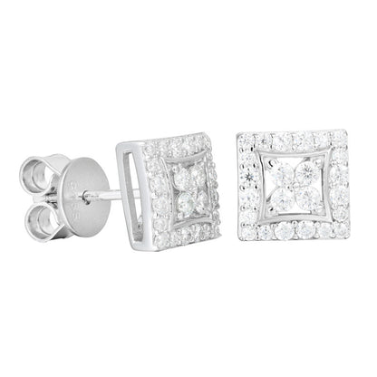 Moissanite Ear Studs Square Ear Studs