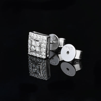 Moissanite Ear Studs Square Ear Studs