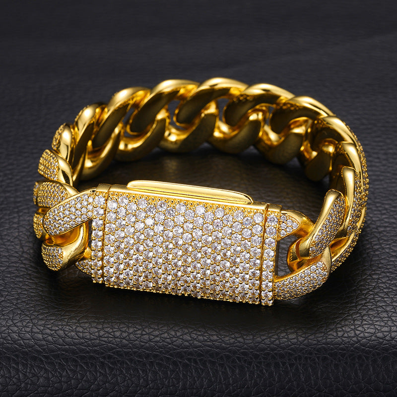 Hip Hop High Quality Long Buckle 4 Rows Zircon 20mm Chain