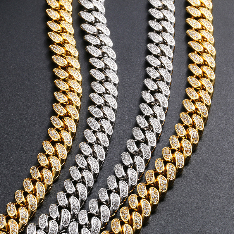 Hip Hop Necklace 12mm Wide and Dense Inlaid Zircon