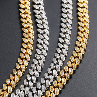 Hip Hop Necklace 12mm Wide and Dense Inlaid Zircon