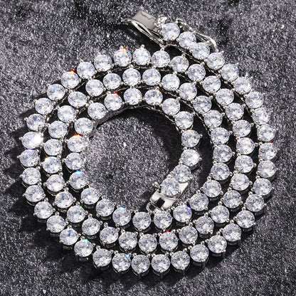 Zircon Necklace Hip Hop Men's Single Row Diamond