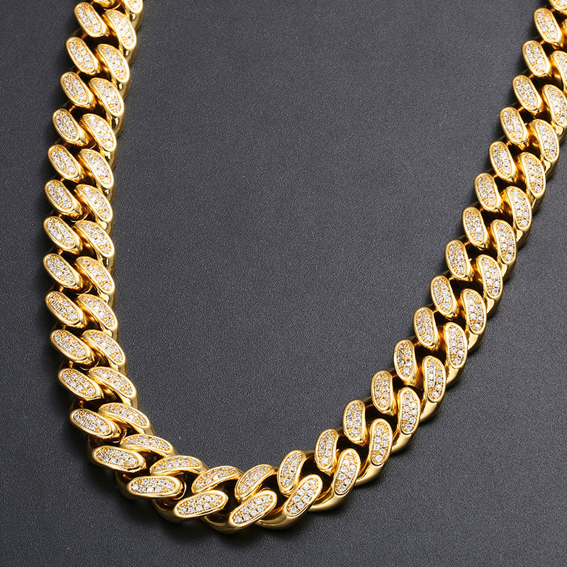 Hip Hop Necklace 12mm Wide and Dense Inlaid Zircon