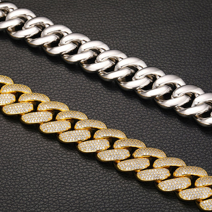 Hip Hop High Quality Long Buckle 4 Rows Zircon 20mm Chain